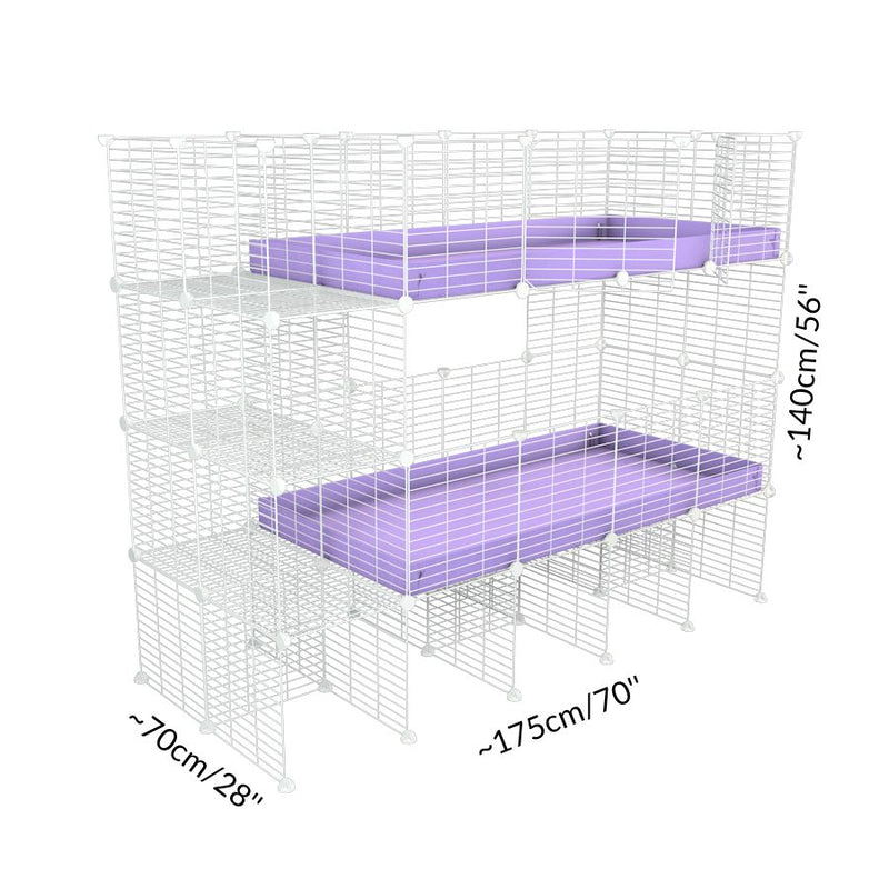 Size of A two tier white 4x2 c&c cage with stand and side storage for guinea pigs with two levels by brand kavee in the uk
