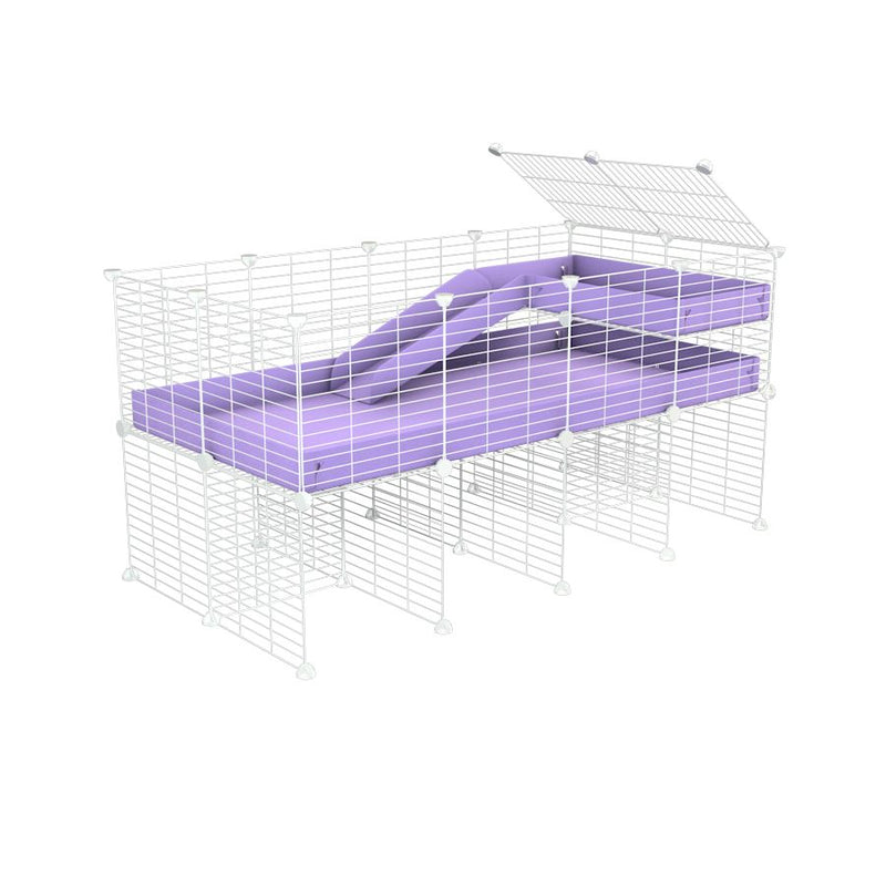 a 4x2 CC guinea pig cage with stand loft ramp small mesh white C and C grids purple lilac pastel corroplast by brand kavee