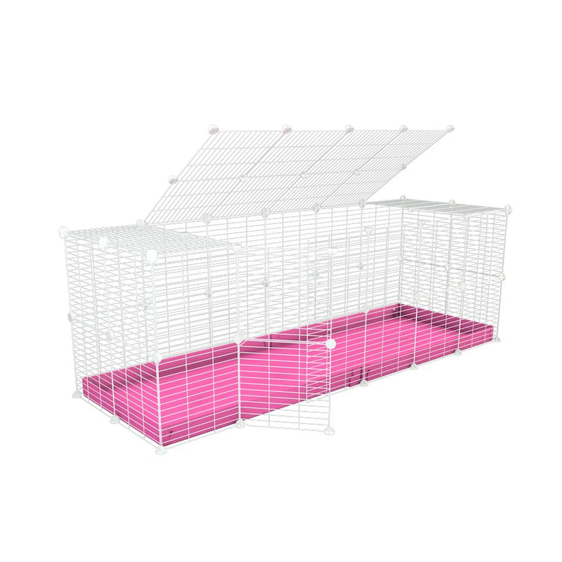 A 6x2 C and C rabbit cage with a top and safe small size baby proof white C and C grids and pink coroplast by kavee UK