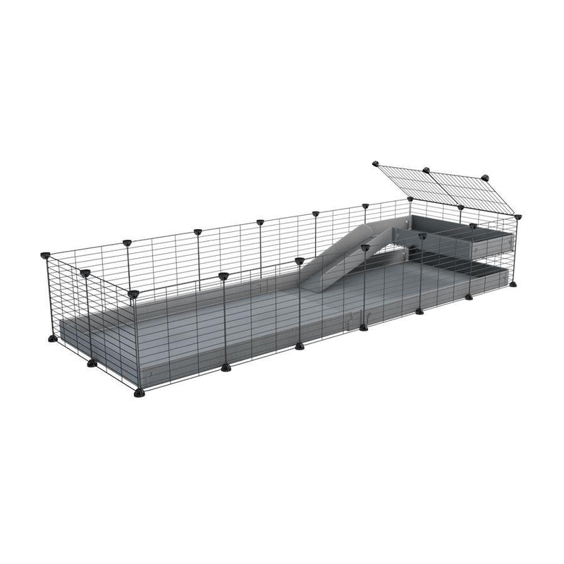 a 6x2 C&C guinea pig cage with a loft and a ramp grey coroplast sheet and baby bars by kavee