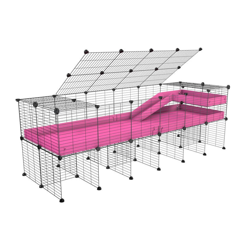 A 2x6 C and C guinea pig cage with stand loft ramp lid small size meshing safe grids pink correx sold in UK