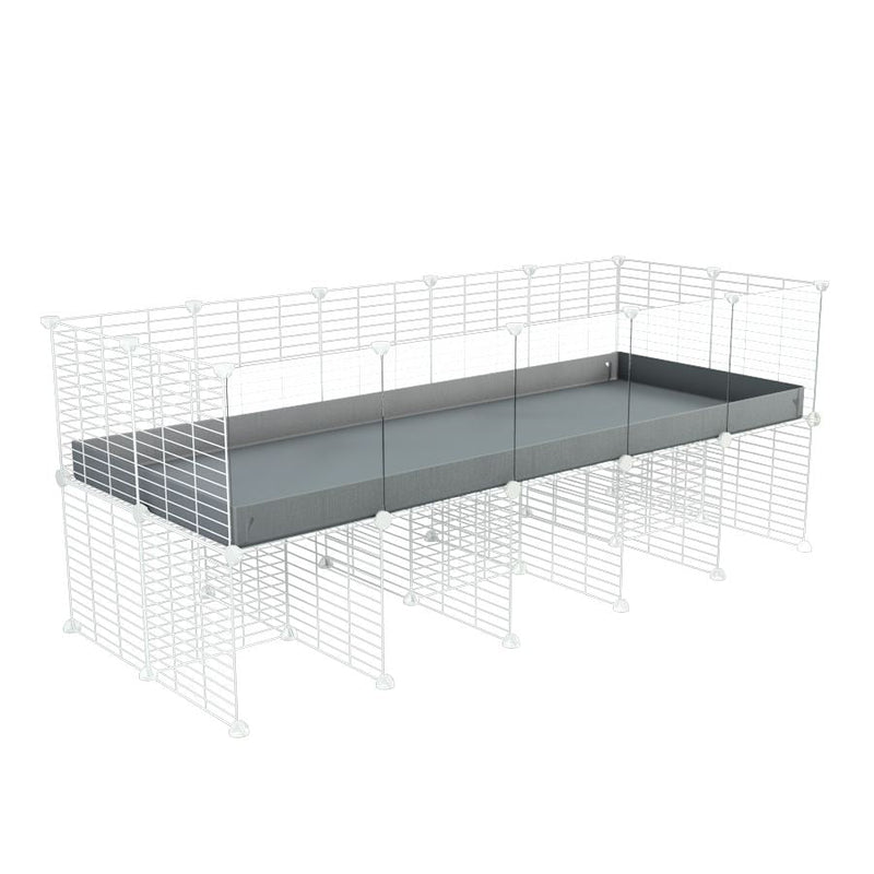 a 5x2 CC cage with clear transparent plexiglass acrylic panels  for guinea pigs with a stand grey correx and white C&C grids sold in UK by kavee