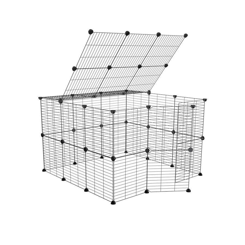 a tall 3x3 outdoor modular playpen with a lid and baby C and C grids for guinea pigs or Rabbits by brand kavee 