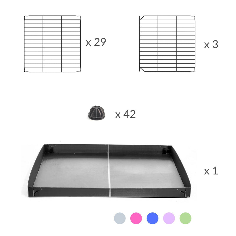 Material for a 3x2 C&C cage for guinea pigs with a stand and a top purple lilac pastel plastic safe grids by kavee