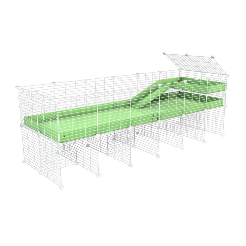 a 6x2 CC guinea pig cage with stand loft ramp small mesh white grids green pastel pistachio corroplast by brand kavee
