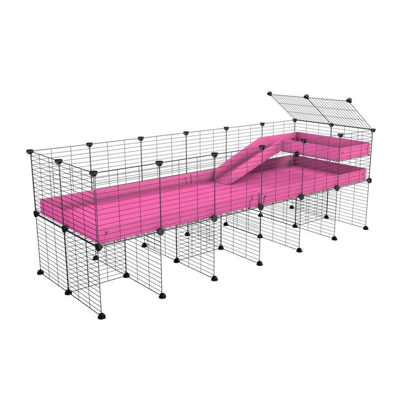 a 6x2 CC guinea pig cage with stand loft ramp small mesh grids pink corroplast by brand kavee