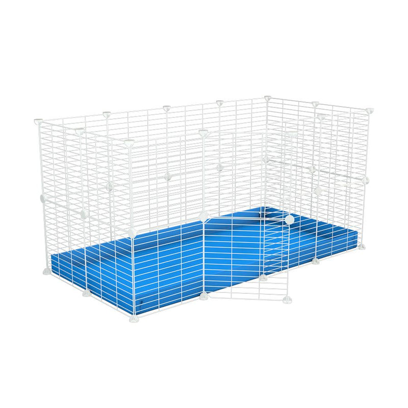 A 4x2 C&C rabbit cage with safe small meshing baby bars white C&C grids and blue coroplast by kavee UK