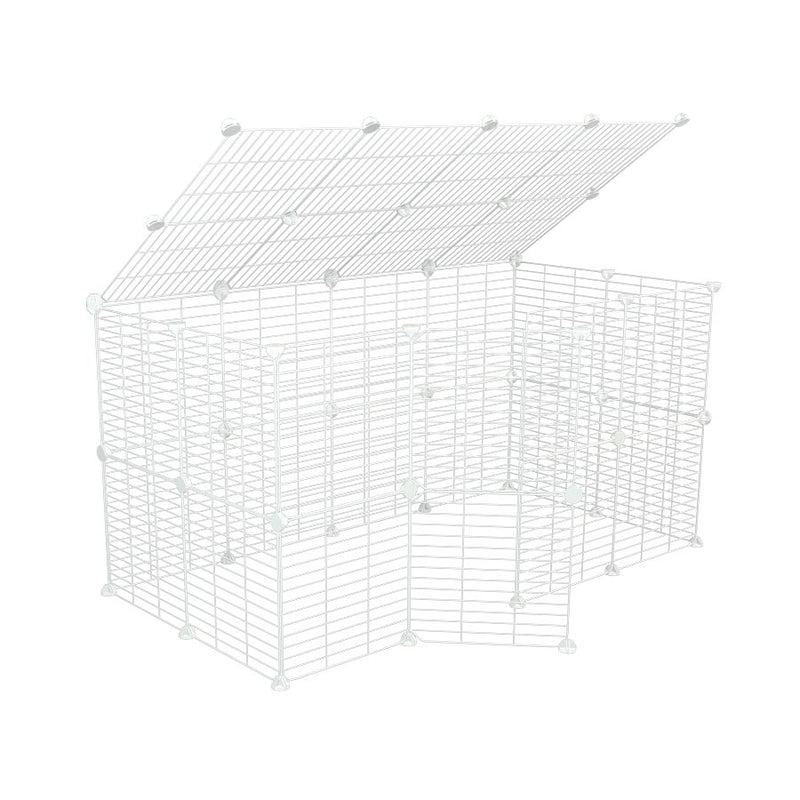 a tall 4x2 outdoor modular playpen with a lid and small hole safe C and C white grids for guinea pigs or Rabbits