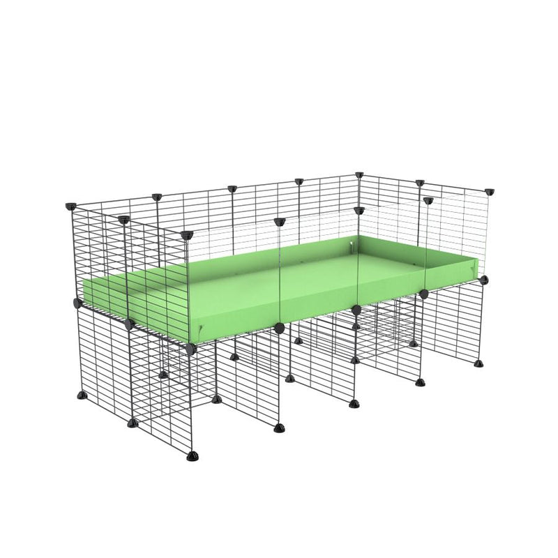 a 4x2 CC cage with clear transparent plexiglass acrylic panels  for guinea pigs with a stand green pastel pistachio correx and grids sold in UK by kavee