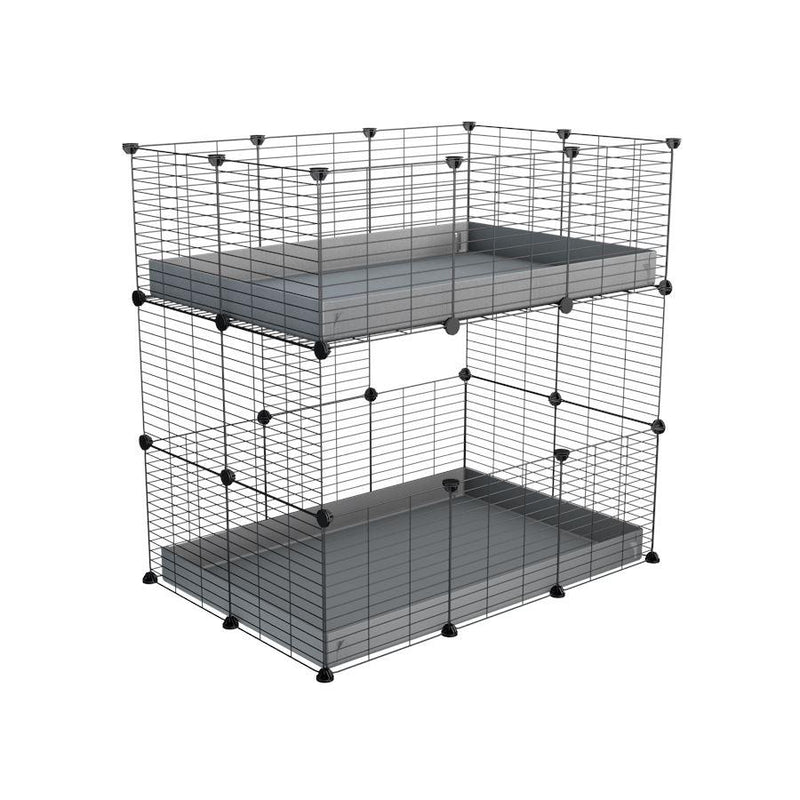 A two tier 3x2 c&c cage for guinea pigs with two levels grey correx baby safe grids by brand kavee in the uk