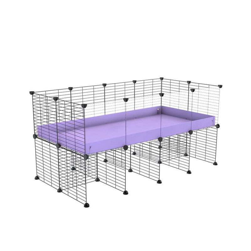 a 4x2 CC cage with clear transparent plexiglass acrylic panels  for guinea pigs with a stand purple lilac pastel correx and grids sold in UK by kavee