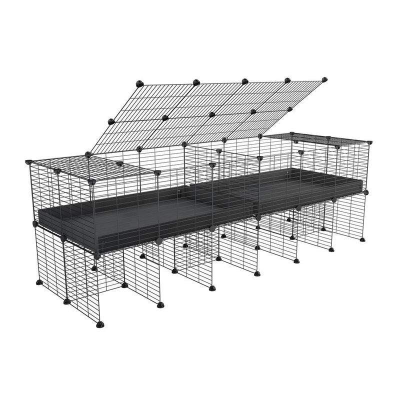 A 6x2 C&C cage with lid divider stand for guinea pig fighting or quarantine with black coroplast from brand kavee
