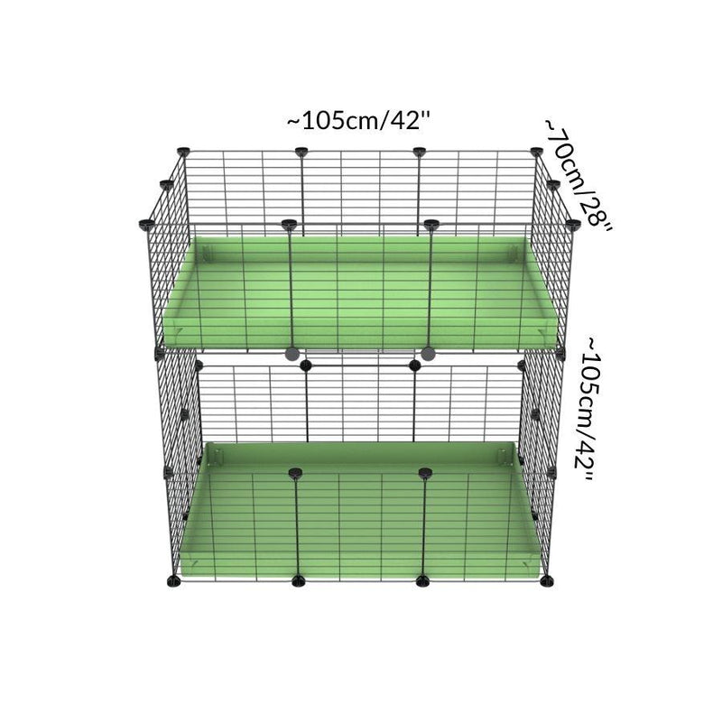 Size of A two tier 3x2 c&c cage for guinea pigs with two levels green pastel correx baby safe grids by brand kavee in the uk