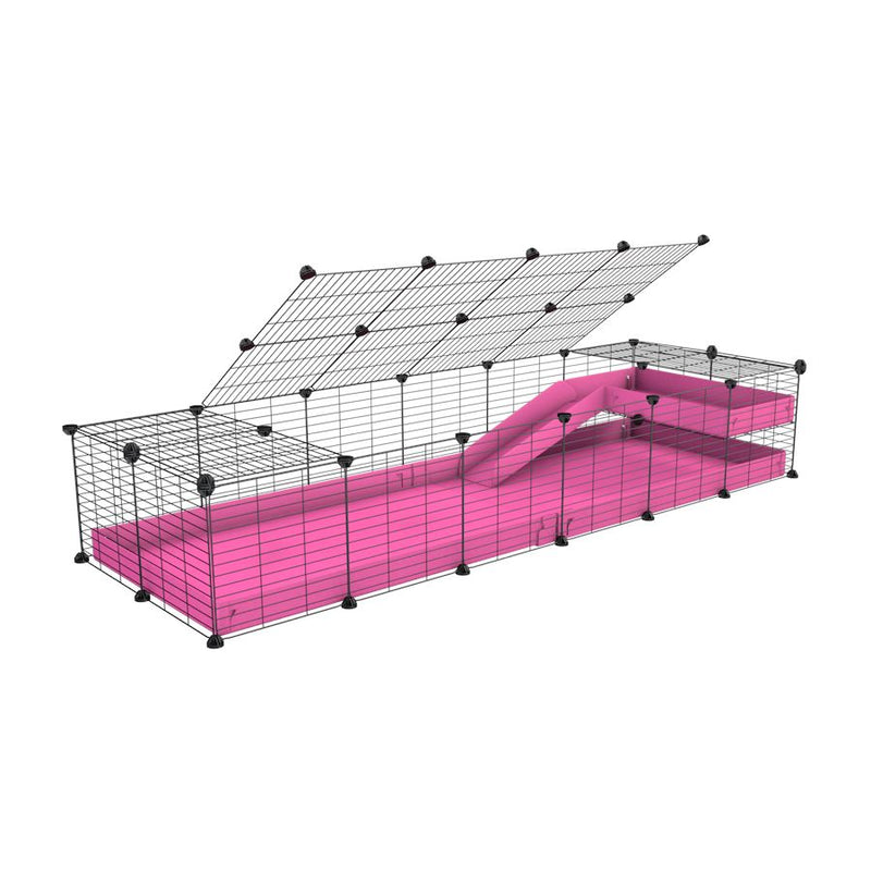 a 2x6 C and C guinea pig cage with loft ramp lid small hole size grids pink coroplast kavee