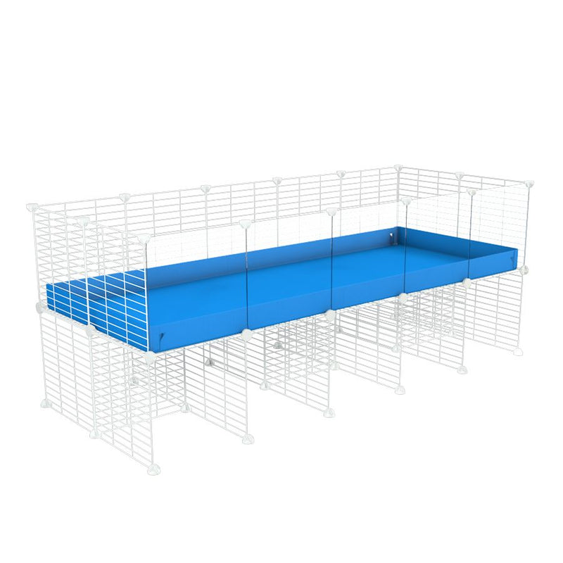 a 5x2 CC cage with clear transparent plexiglass acrylic panels  for guinea pigs with a stand blue correx and white CC grids sold in UK by kavee