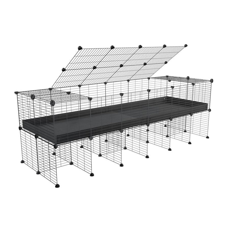 a 6x2 C&C cage for guinea pigs with a stand and a top black plastic safe grids by kavee