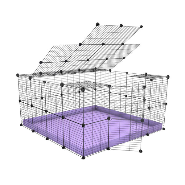 A 4x4 C&C rabbit cage with top and safe small meshing baby bars grids and purple coroplast by kavee UK