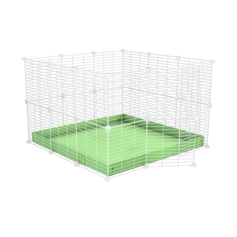 A 3x3 C and C rabbit cage with safe baby proof white grids green pastel coroplast by kavee UK