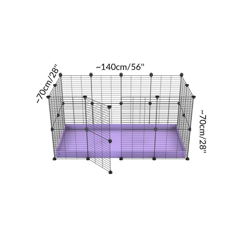 Dimensions of A 4x2 C&C rabbit cage with safe small meshing baby bars grids and purple coroplast by kavee UK