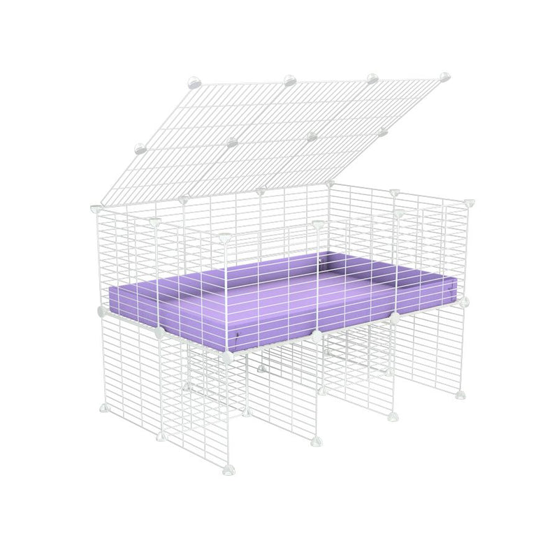 a 3x2 C&C cage for guinea pigs with a stand and a top purple lilac pastel plastic safe white grids by kavee