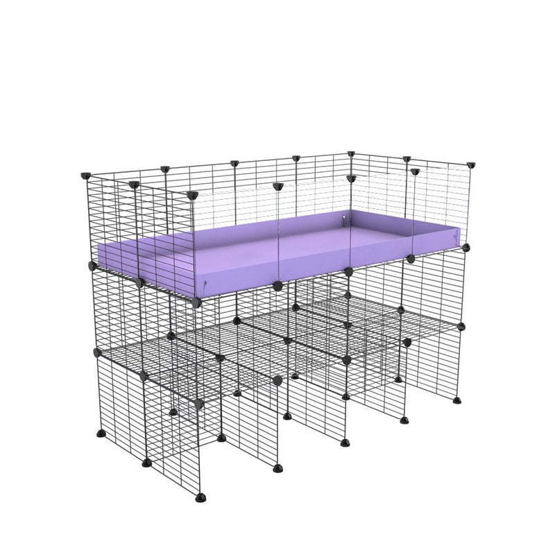 a tall 4x2 C&C guinea pigs cage with clear transparent plexiglass acrylic panels  with a double stand purple coroplast and safe small hole grids sold in UK by kavee