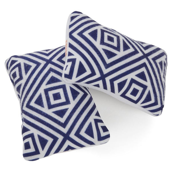 a guinea pig set of 2 pillows made of blue  geometric navy fleece by kavee