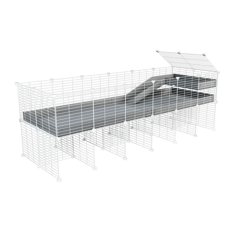 a 6x2 CC guinea pig cage with stand loft ramp small mesh white C and C grids grey corroplast by brand kavee