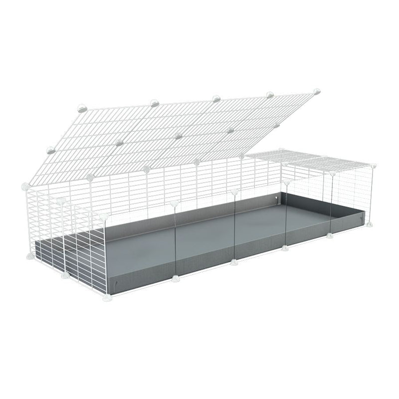 A 2x5 C and C cage with clear transparent plexiglass acrylic grids  for guinea pigs with grey coroplast a lid and small hole white CC grids from brand kavee