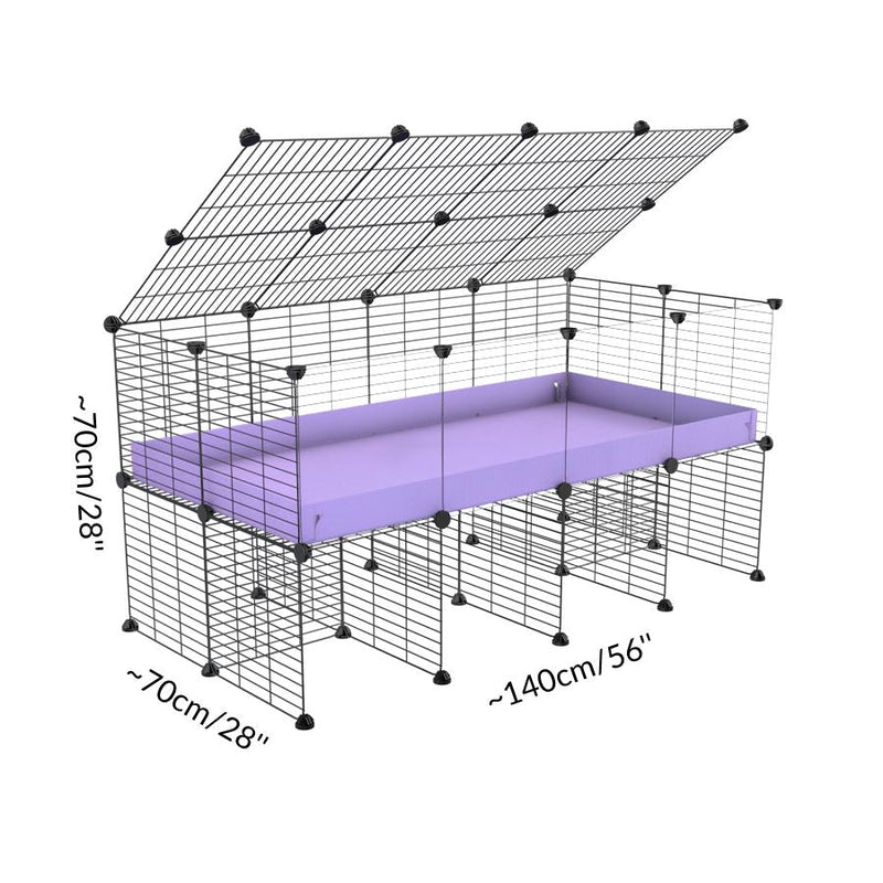 Size of a 4x2 CC cage with clear transparent plexiglass acrylic panels  for guinea pigs with a stand purple lilac pastel correx and grids sold in UK by kavee