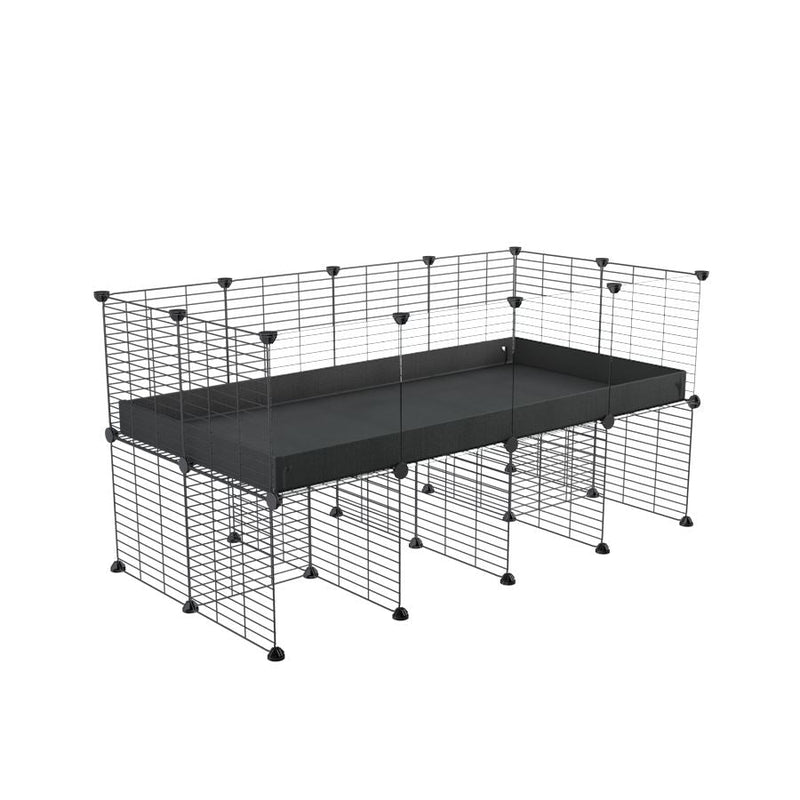 a 4x2 CC cage with clear transparent plexiglass acrylic panels  for guinea pigs with a stand black correx and grids sold in UK by kavee