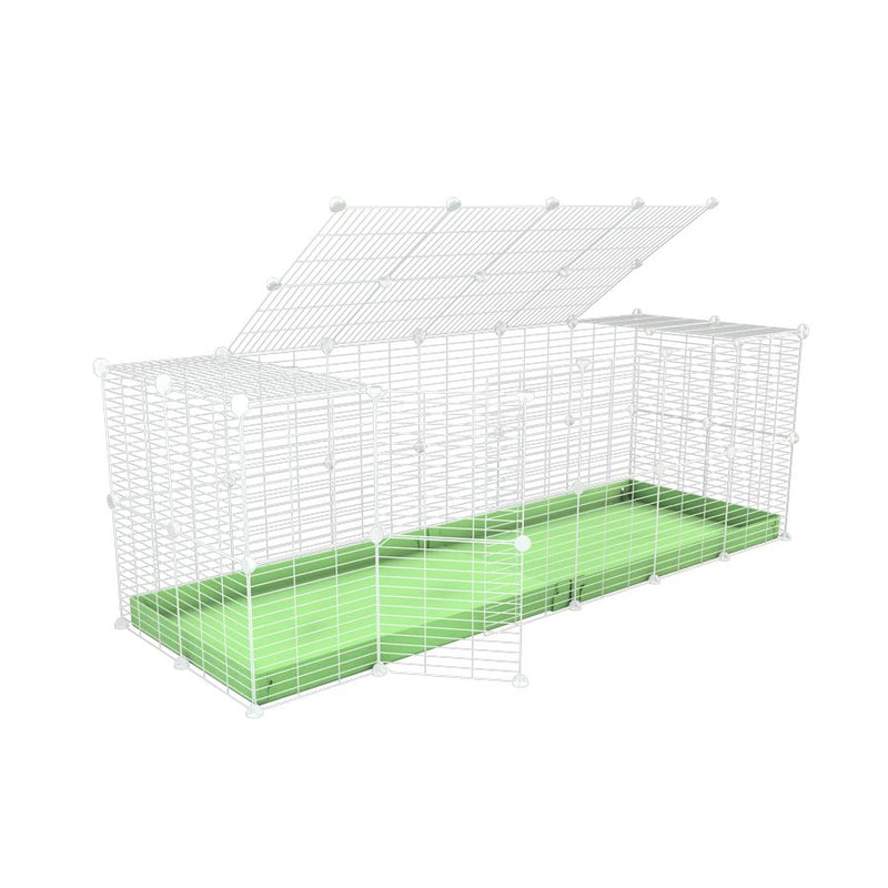 A 6x2 C and C rabbit cage with a top and safe small size baby proof white C and C grids and green coroplast by kavee UK