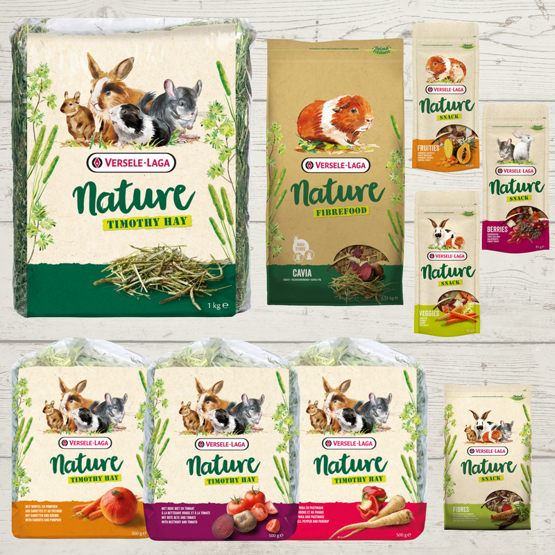 Guinea pig starter kit - Bundle of food pellets, hay, snacks & treats versele lage grain free kavee