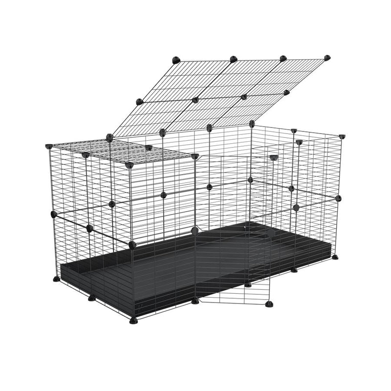 A 4x2 C&C rabbit cage with top and safe baby bars grids black coroplast by kavee UK
