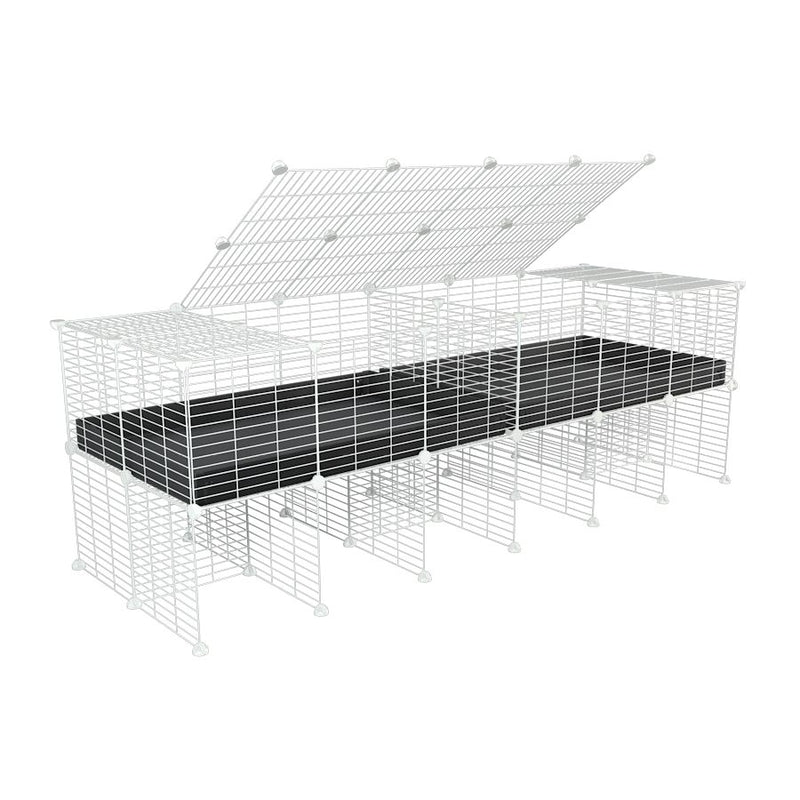 A 6x2 white C&C cage with lid divider stand for guinea pig fighting or quarantine with black coroplast from brand kavee