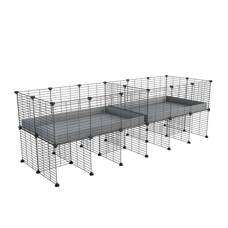 A 6x2 C&C cage with divider and stand for guinea pig fighting or quarantine with grey coroplast from brand kavee