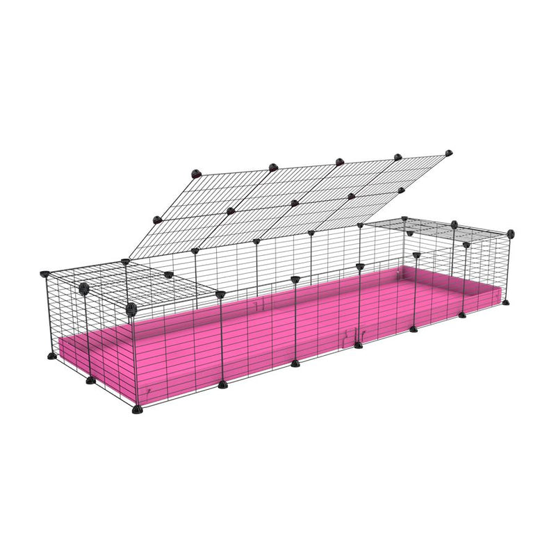 A 2x6 C and C cage for guinea pigs with pink coroplast a lid and small hole grids from brand kavee