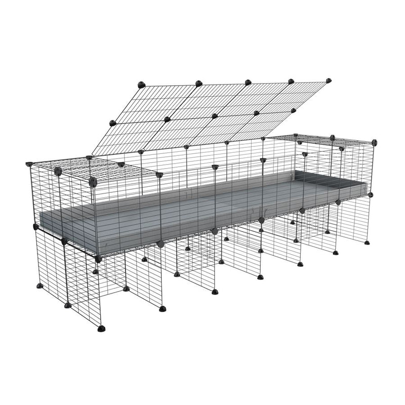 a 6x2 C&C cage for guinea pigs with a stand and a top grey plastic safe grids by kavee