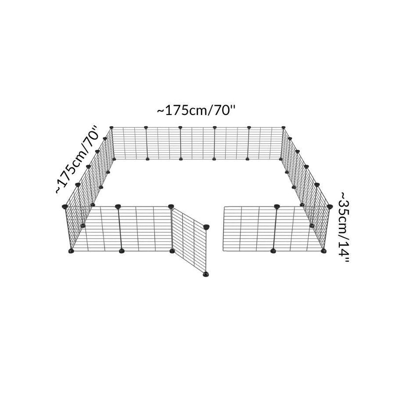 Dimensions of a 5x5 outdoor modular playpen with small hole safe C&C grids for guinea pigs or Rabbits by brand kavee 