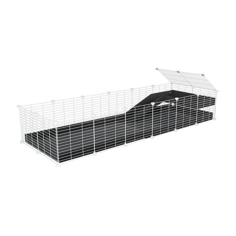 a 6x2 C&C guinea pig cage with a loft and a ramp black coroplast sheet and baby bars by kavee