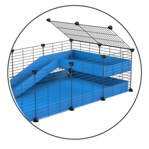 A kit containing a blue coroplast ramp and 2x1 loft and small size safe C&C grids by kavee uk