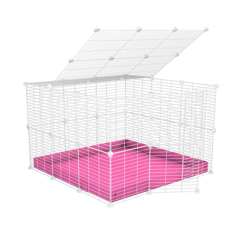 A 3x3 C&C rabbit cage with a top and safe small meshing baby bars white CC grids and green coroplast by kavee UK