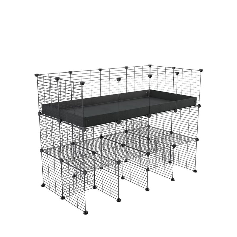 a tall 4x2 C&C guinea pigs cage with clear transparent plexiglass acrylic panels  with a double stand black coroplast and safe small hole grids sold in UK by kavee