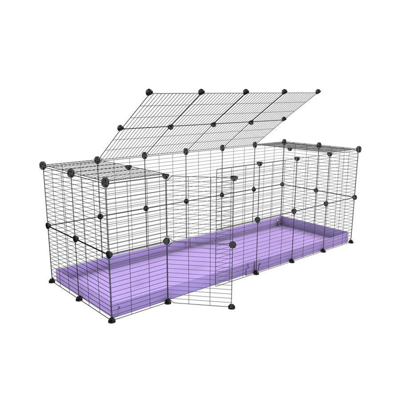 A 6x2 C and C rabbit cage with lid and safe baby grids Purple coroplast by kavee UK