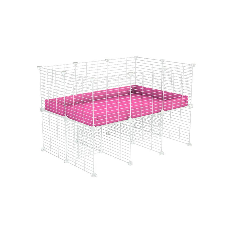 a 3x2 CC cage for guinea pigs with a stand pink correx and 9x9 white C&C grids sold in Uk by kavee