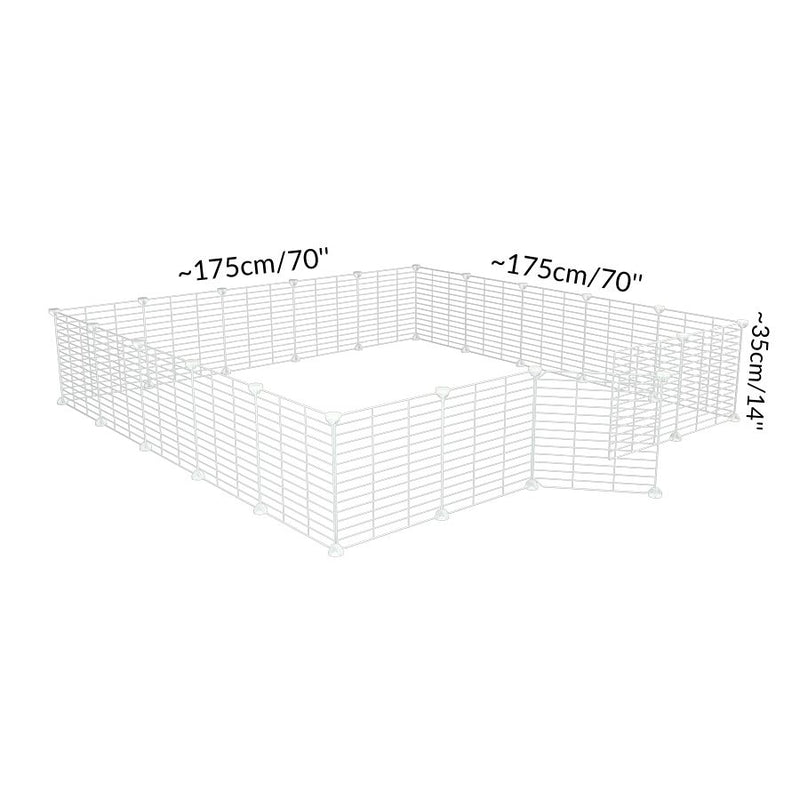 Size of a 5x5 outdoor modular playpen with small hole safe C&C white grids for guinea pigs or Rabbits by brand kavee 