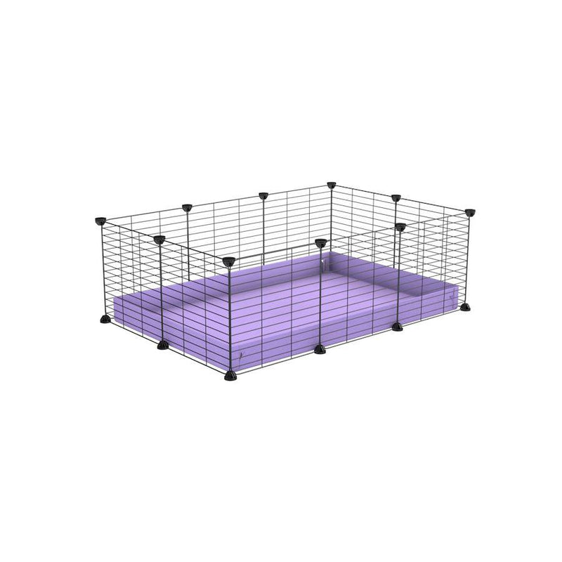 A cheap 3x2 C&C cage for guinea pig with purple lilac pastel coroplast and baby grids from brand kavee