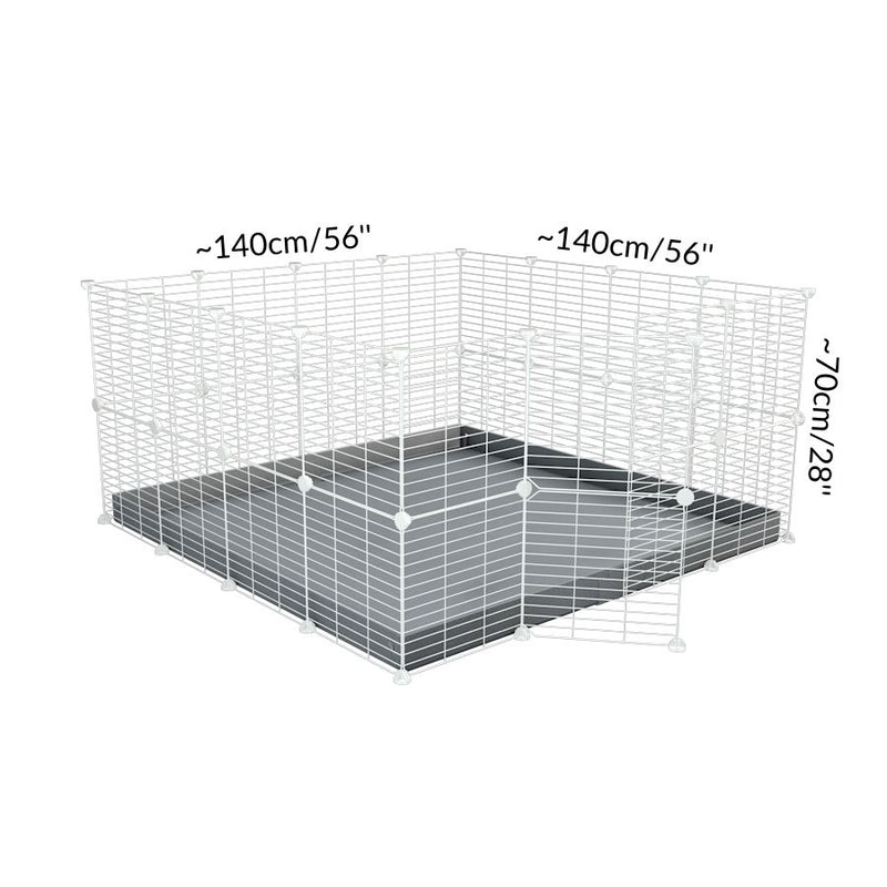 Dimensions of A 4x4 C&C rabbit cage with a top and safe small meshing baby bars white CC grids and grey coroplast by kavee UK