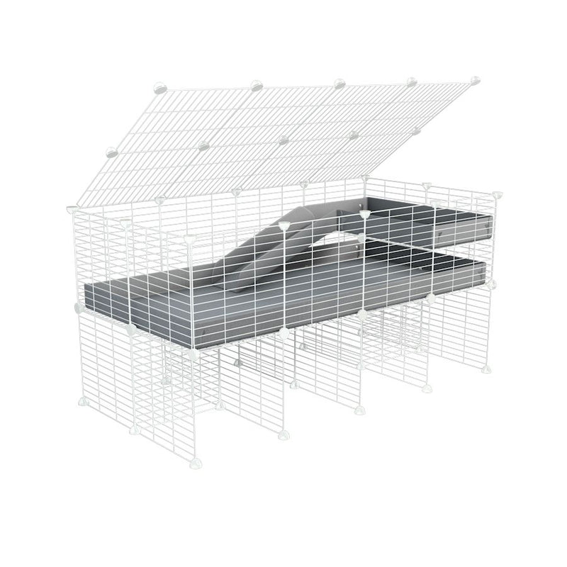 A 2x4 C and C guinea pig cage with stand loft ramp lid small size meshing safe white C and C grids grey correx sold in UK
