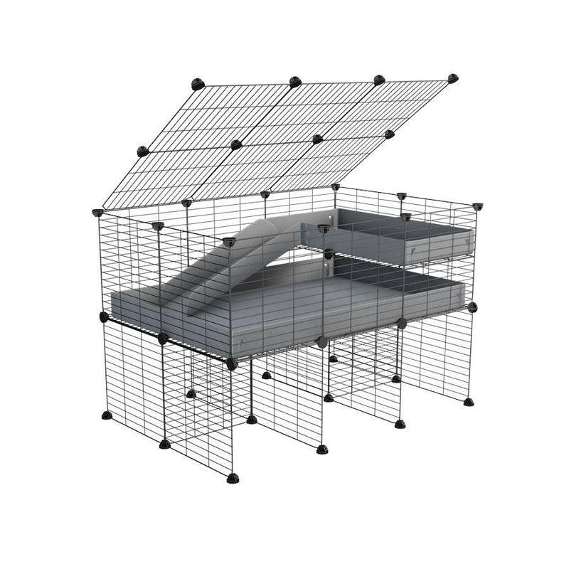 A 2x3 C and C guinea pig cage with stand loft ramp lid small size meshing safe grids grey correx sold in UK