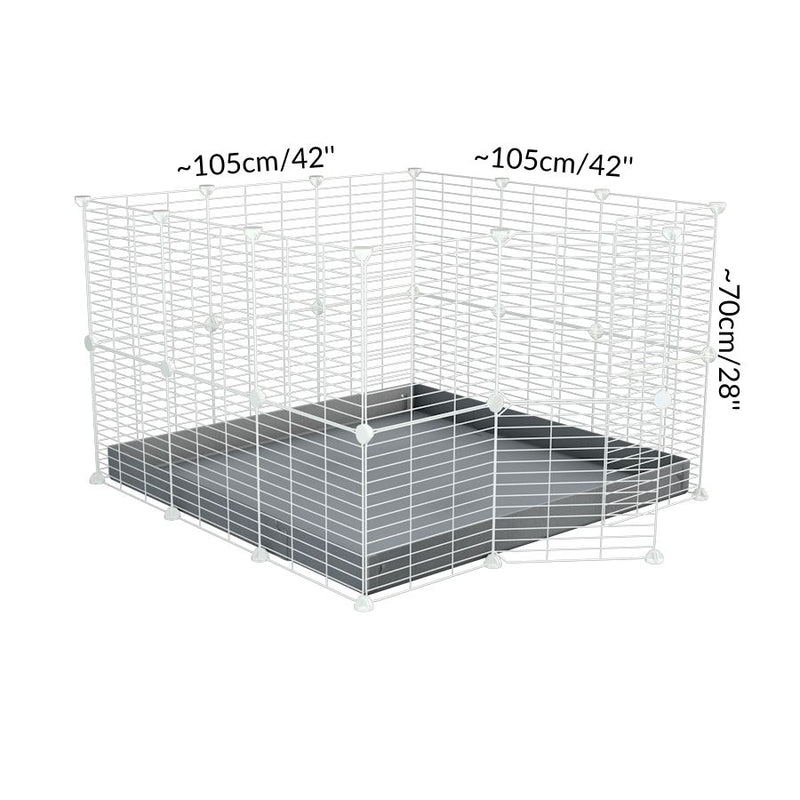Dimensions of A 3x3 C and C rabbit cage with a lid and safe small size baby proof white grids and grey coroplast by kavee UK